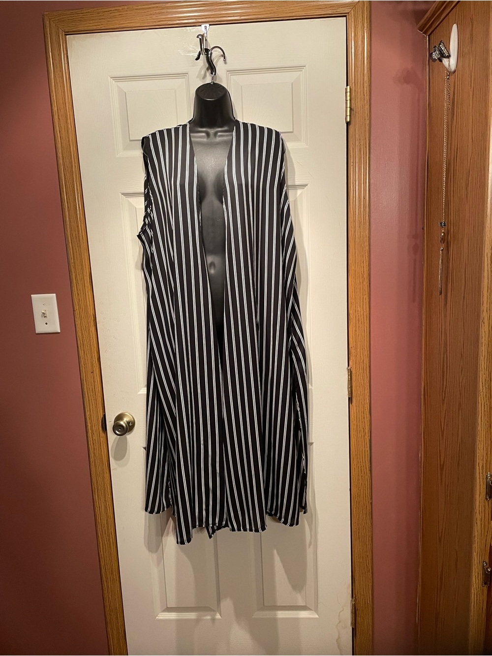 Black & White Striped Sleeveless swimsuit cover-up